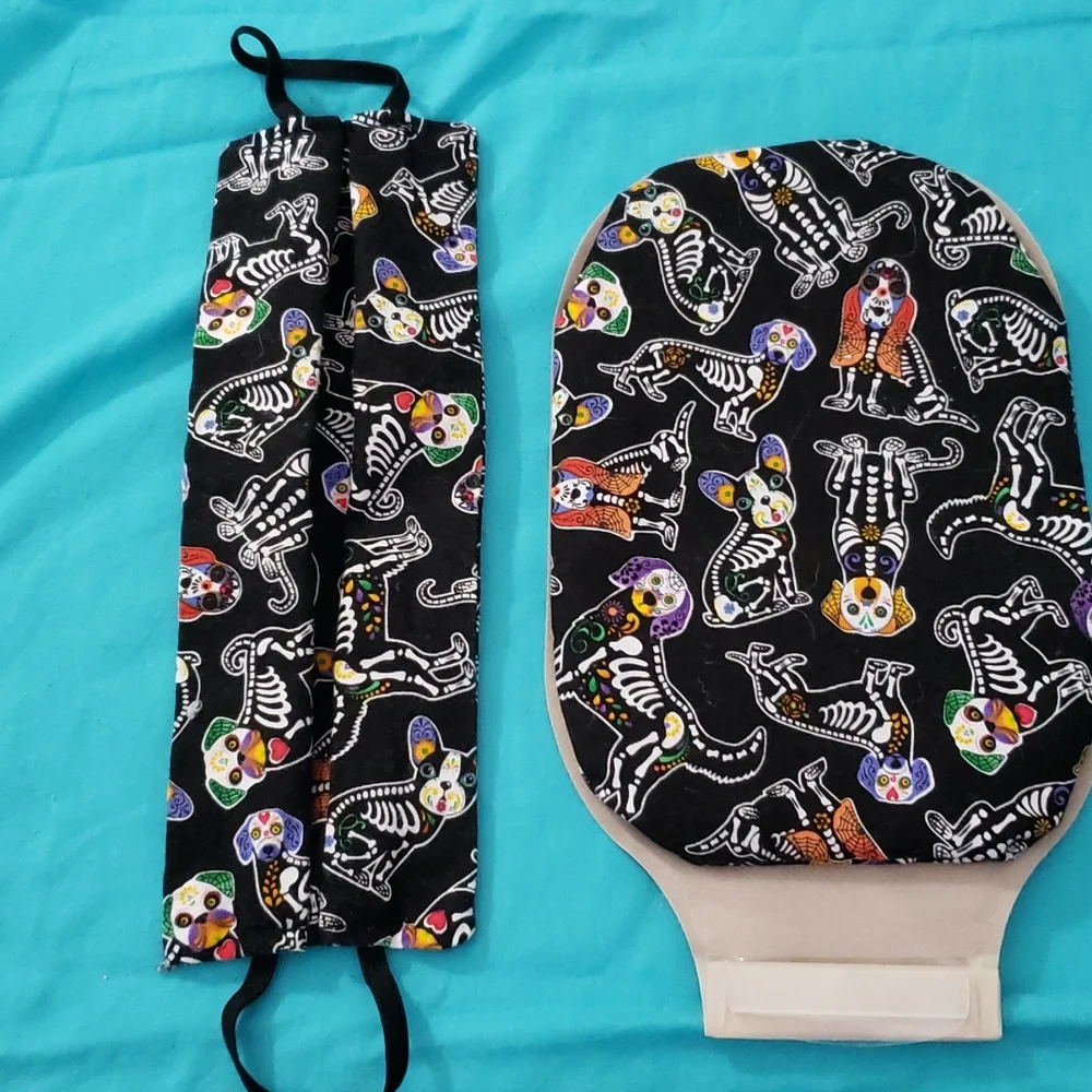 Hand Crafted Ostomy/Iliostomy bag cover w/matching reversible face mask